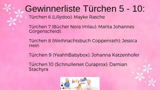 Gewinnerliste - Adventskalender Türchen 5-10