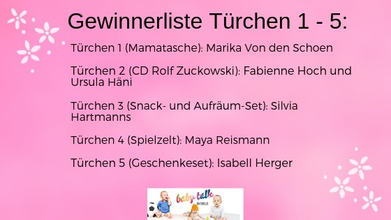 Gewinnerliste - Adventskalender Türchen 1-5