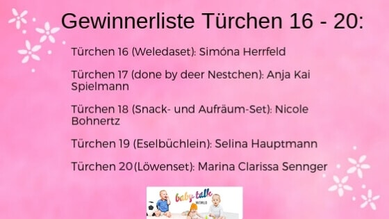 Gewinnerliste - Adventskalender Türchen 16-20