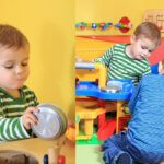 Kita - Bild1 Kind & Bild2 Kinder beim Spielen