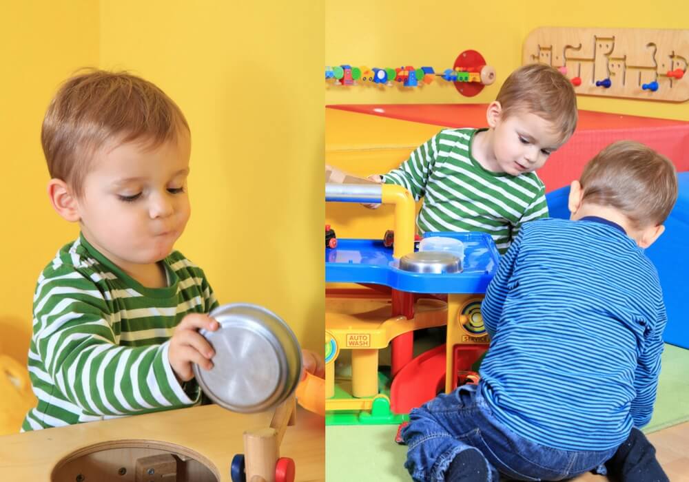 Kita - Bild1 Kind & Bild2 Kinder beim Spielen